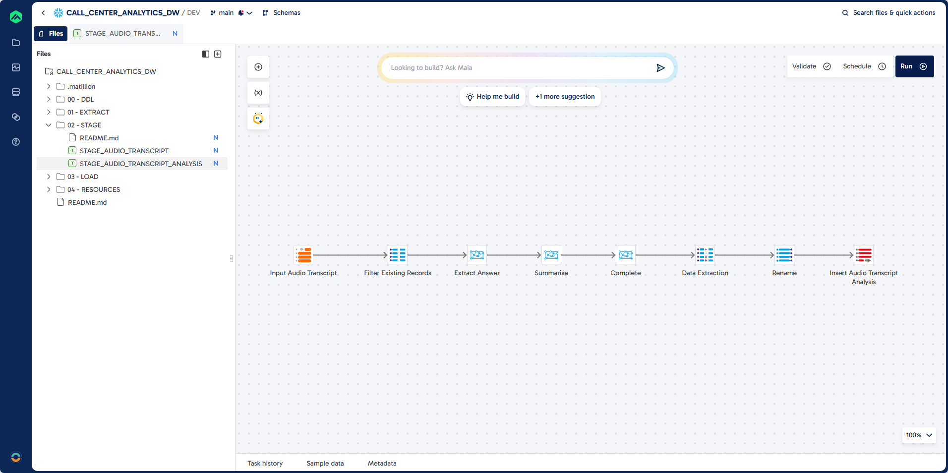 Matillion Stage - STAGE_AUDIO_TRANSCRIPT_ANALYSIS
